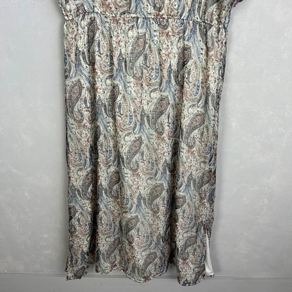 Mikarose The London maxi dress size XXL white paisley chiffon side slits modest - Picture 4 of 14